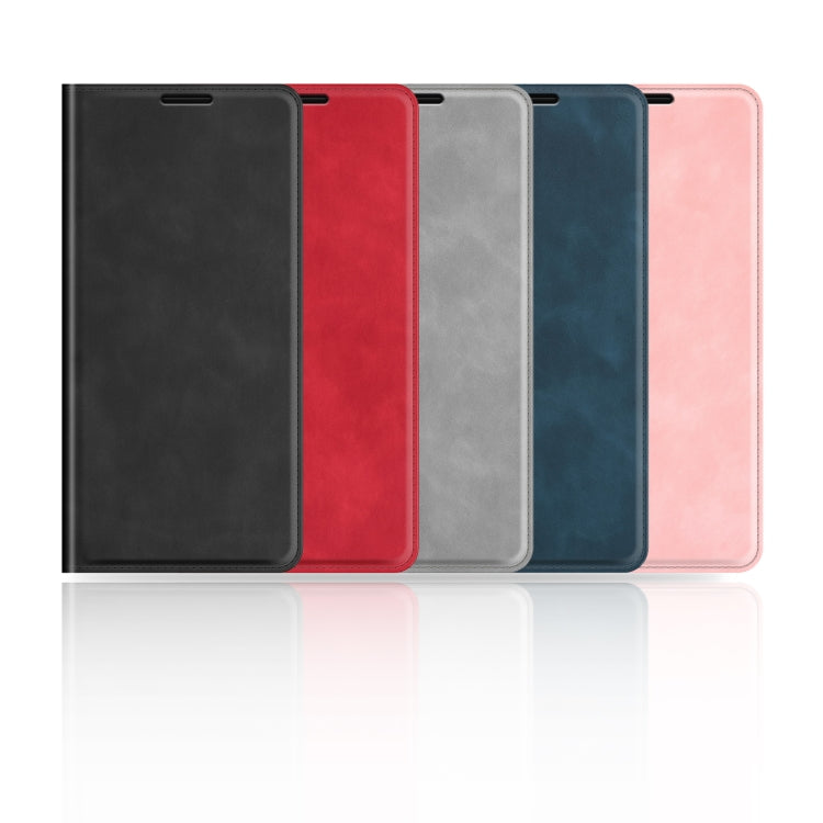 For Samsung Galaxy S24+ 5G Retro-skin Magnetic Suction Leather Phone Case showcasing its stylish design and card slot functionality.